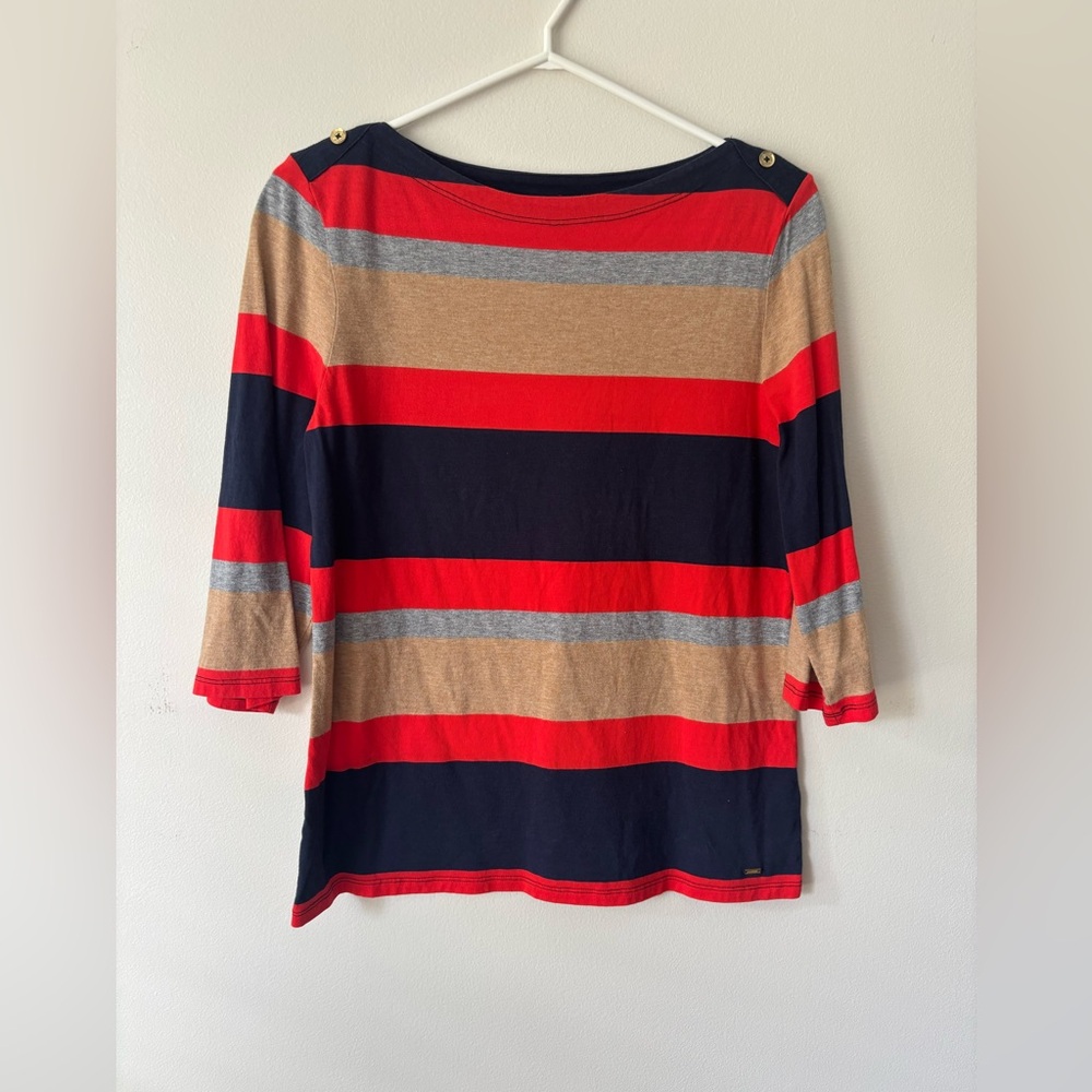 Tommy Hilfiger Red and Blue Boxy Blouse